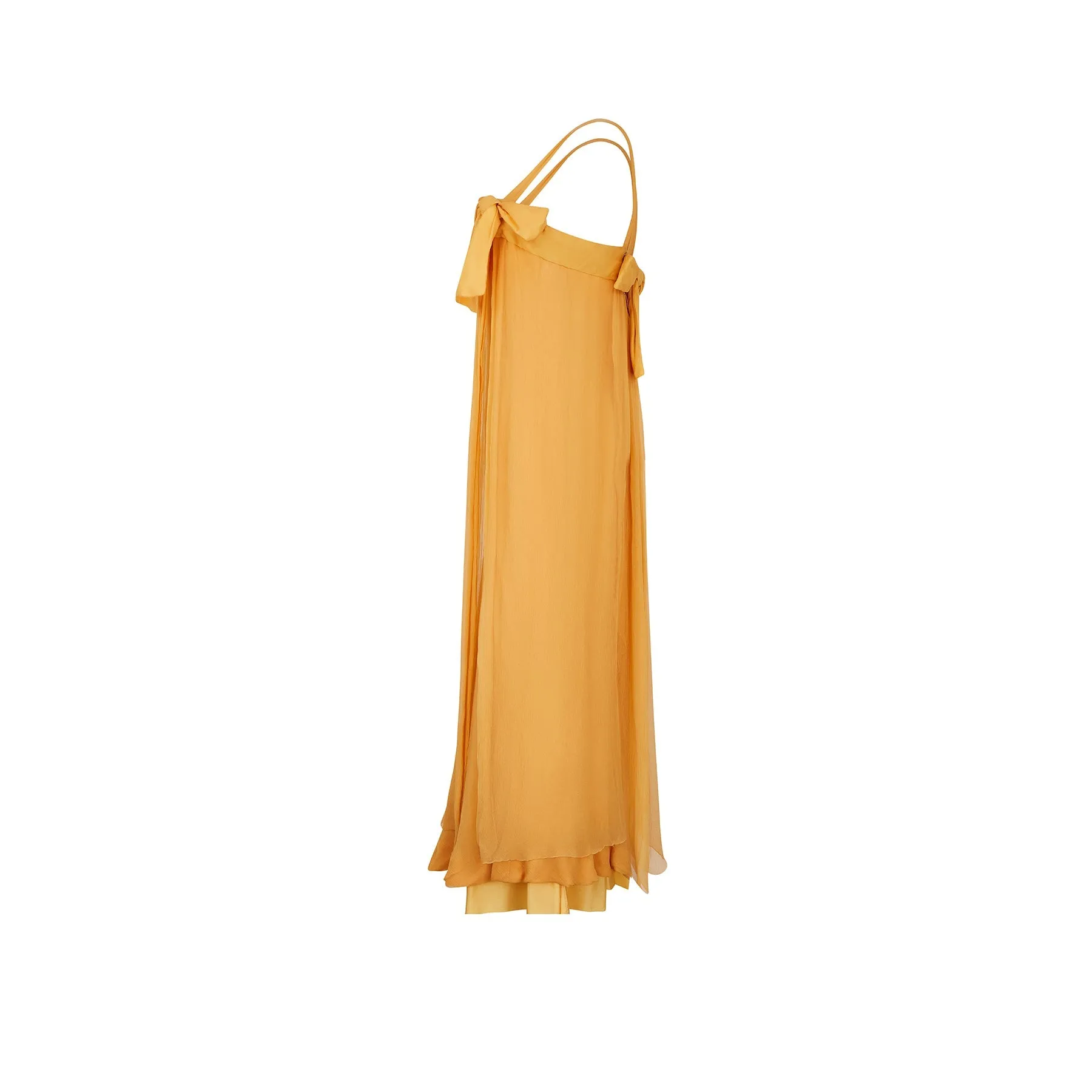 1960s Jacques Heim Haute Couture Yellow Chiffon Column Dress