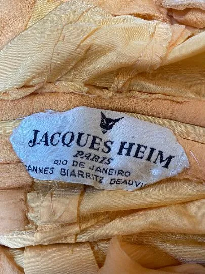 1960s Jacques Heim Haute Couture Yellow Chiffon Column Dress