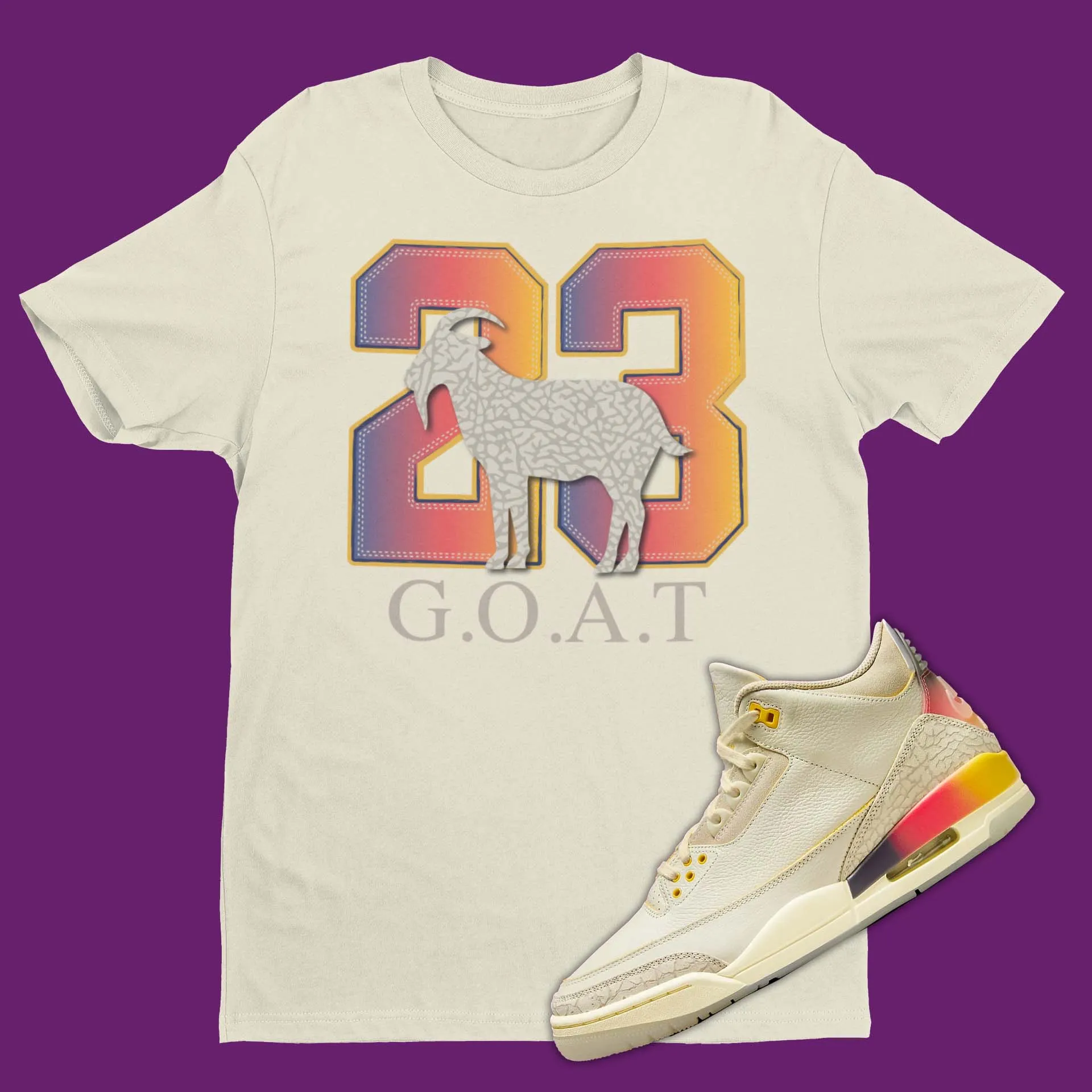 23 GOAT T-Shirt Matching J Balvin Air Jordan 3 Medellin Sunset