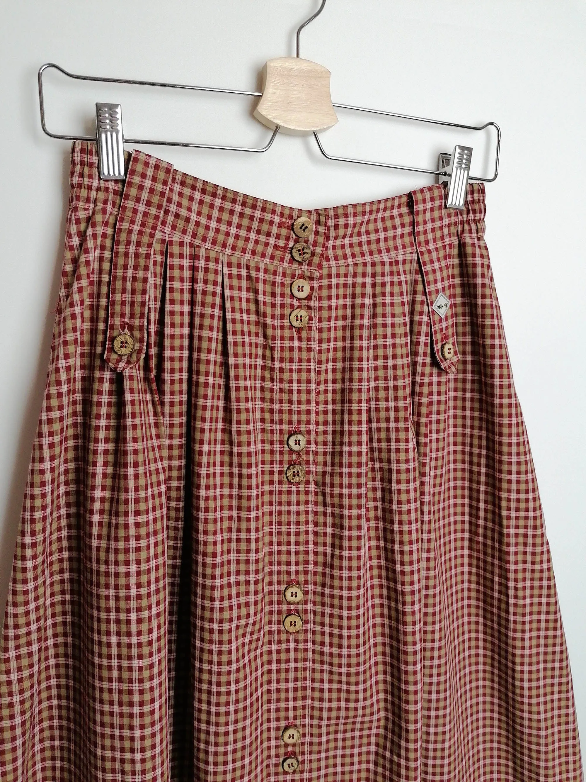 90's BEEQ High Waist Prairie Skirt Gingham Print - size S-M