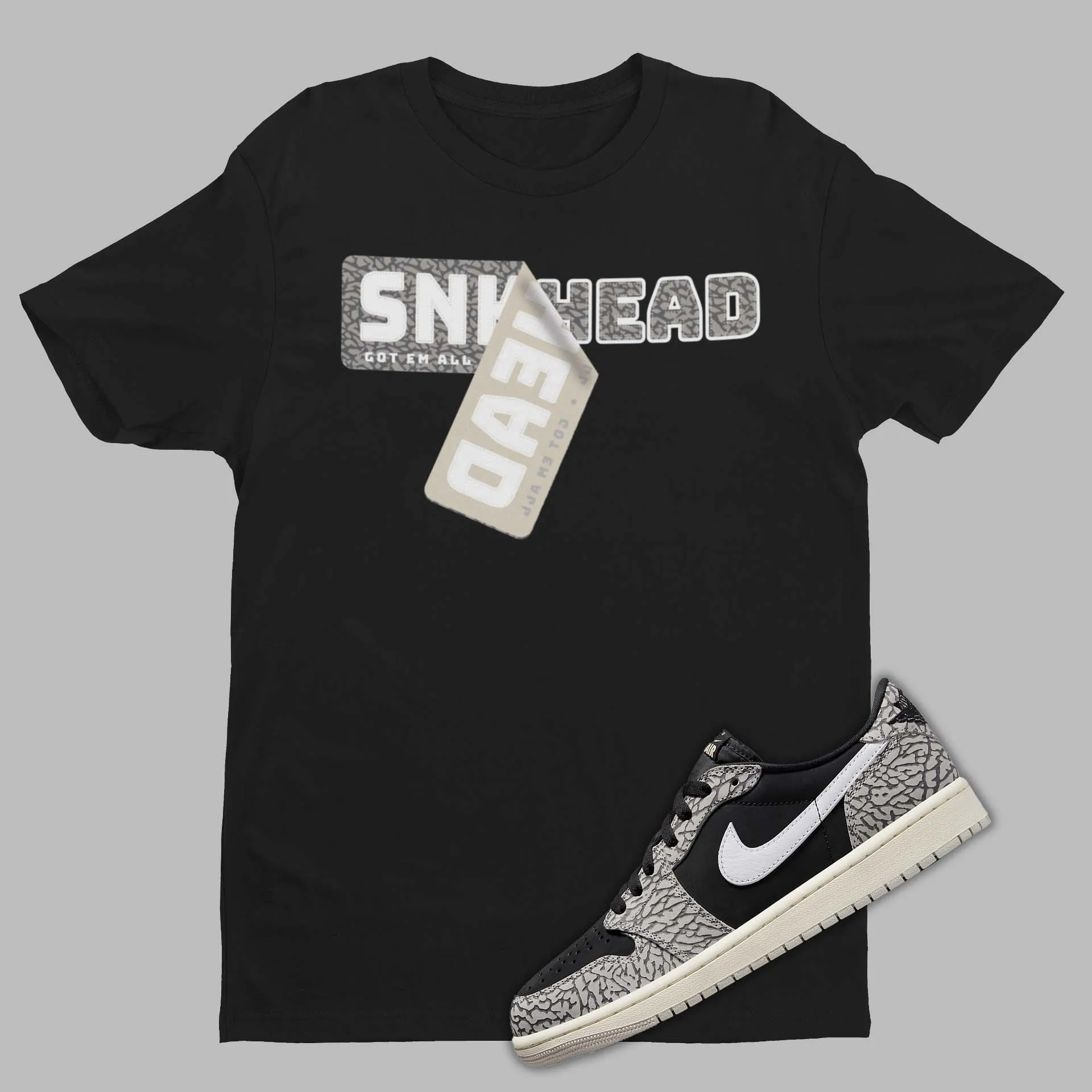 Air Jordan 1 Low Black Cement sneakers sticker Matching  Shirt