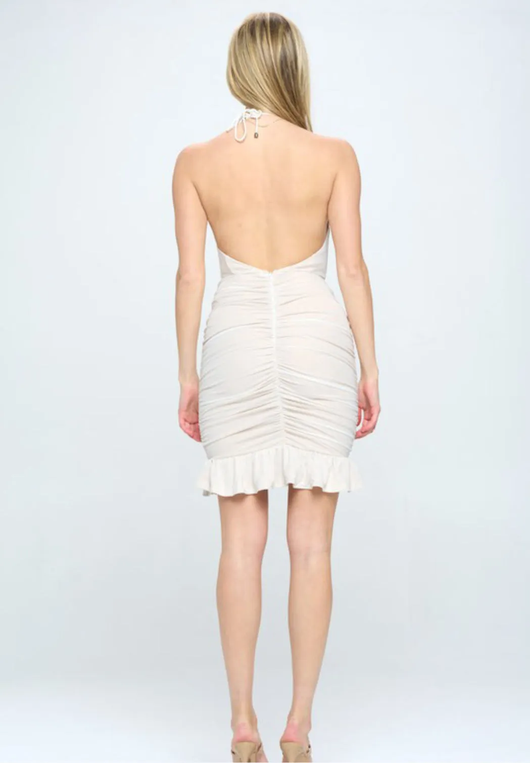 Allison ruched halter dress