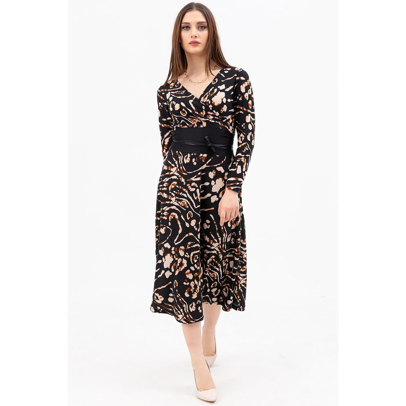 Animal Printed Double Breasted Dress