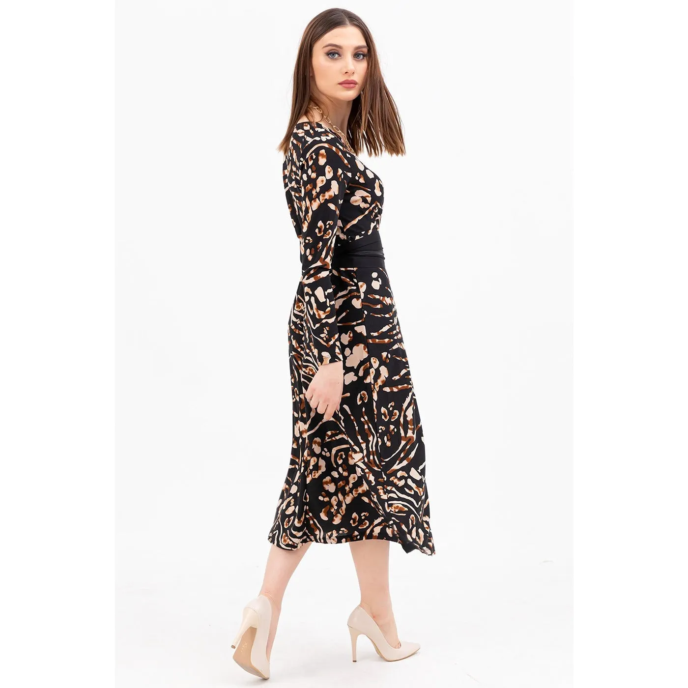 Animal Printed Double Breasted Dress