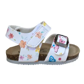 Biochic girl's sandal with adjustable buckle and ankle strap with arched footbed BC66478b white