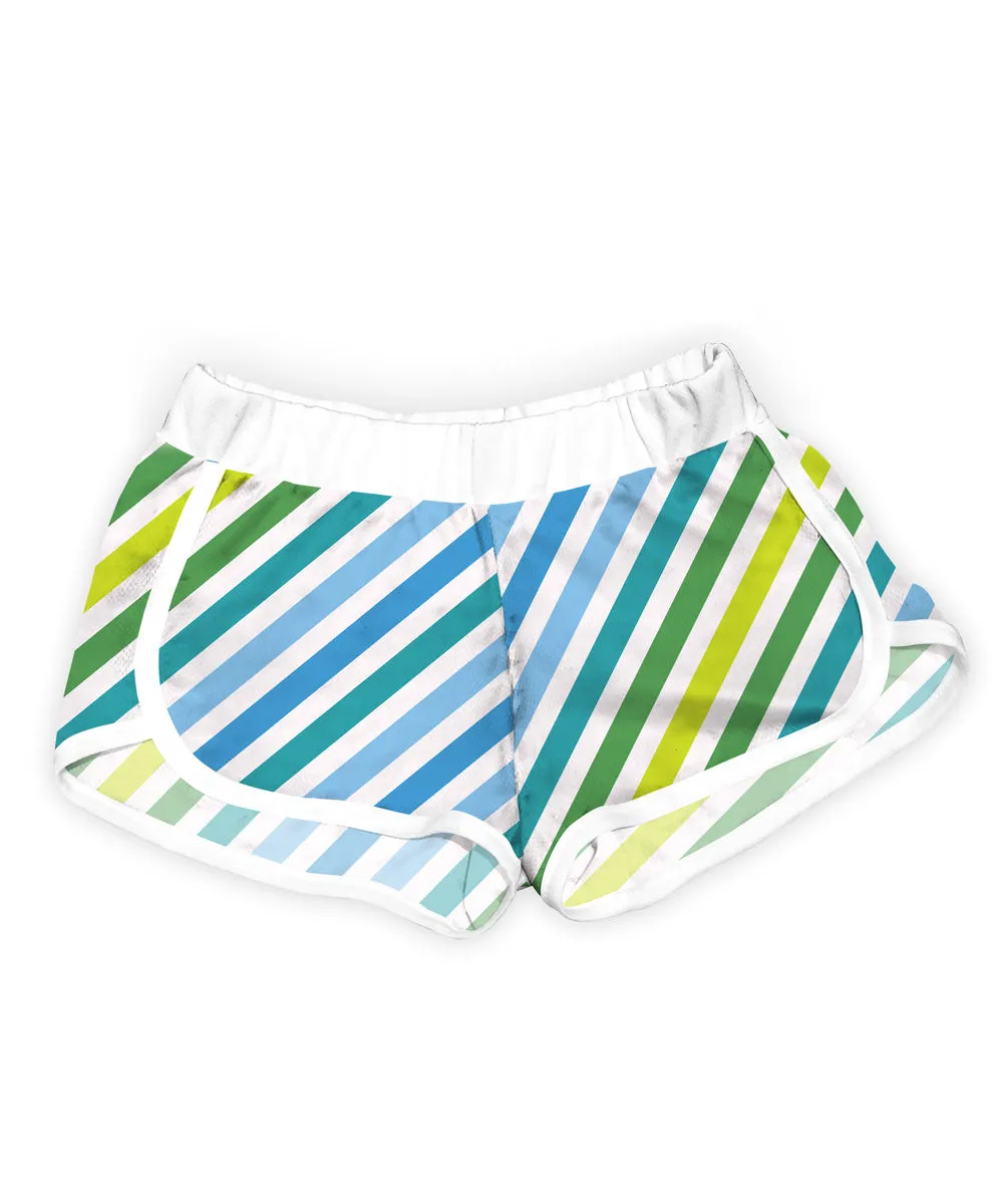 Blue & Green Stripe Shorts