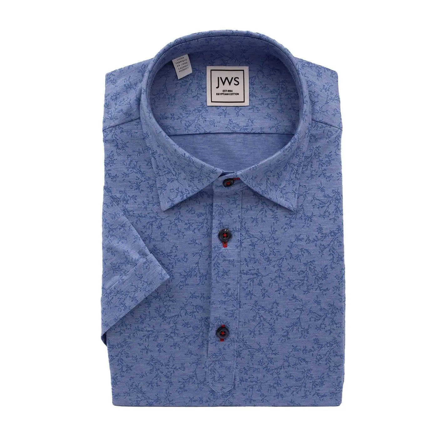 Blue Leaf Jacquard Fine Pique Polo Shirt