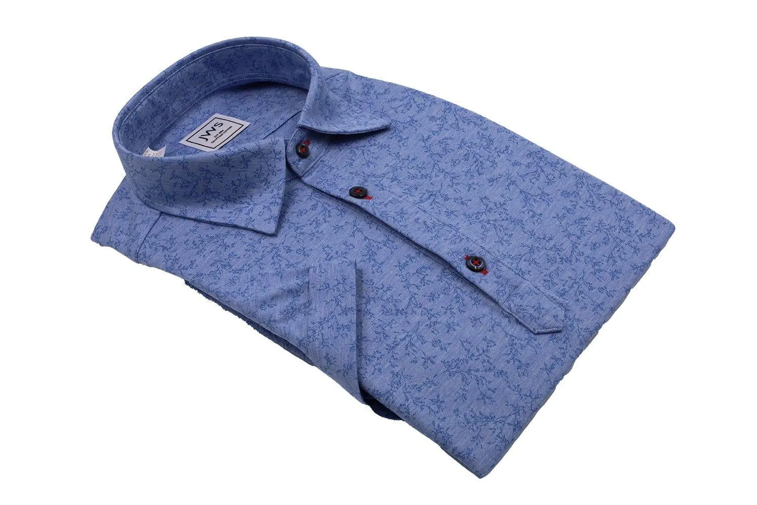 Blue Leaf Jacquard Fine Pique Polo Shirt