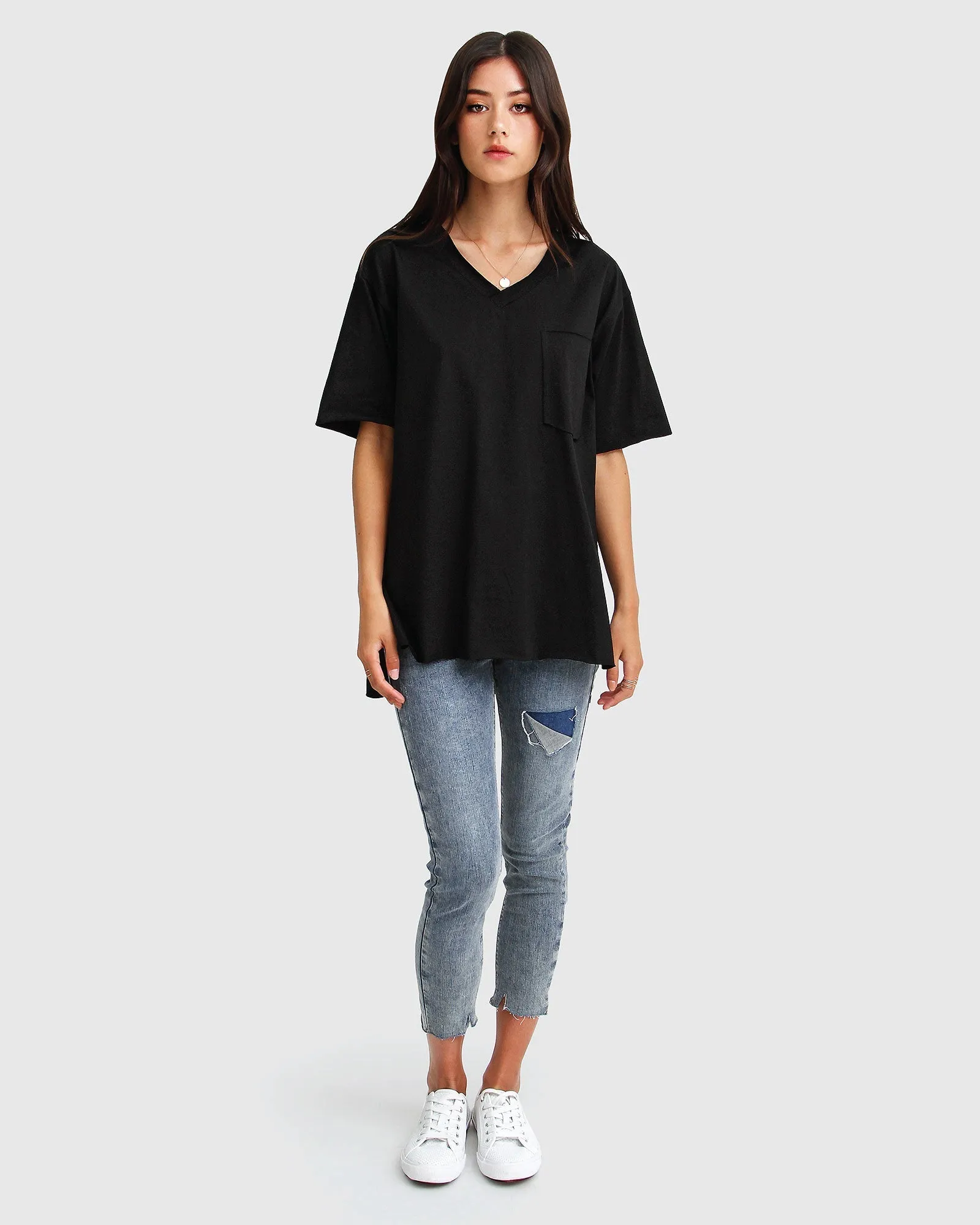 Brave Soul Oversized T-Shirt - Black