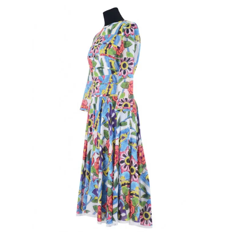 Chanel 15C 2015 Cruise Paris Dubai Long Floral Summer Dress FR 38 US 4