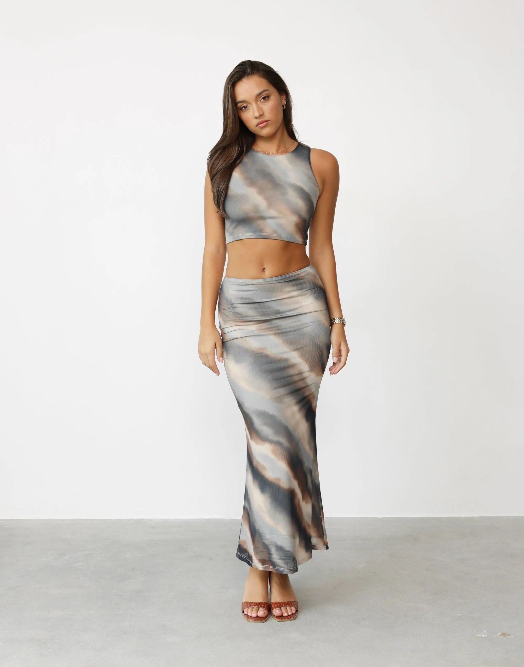 Clare Maxi Skirt (Storm Print)