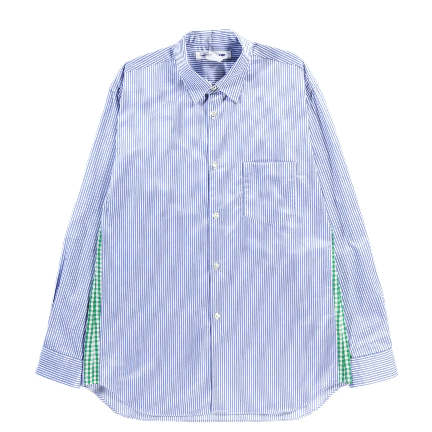 COMME DES GARCONS SHIRT B027 SHIRT BLUE STRIPE / GREEN GINGHAM