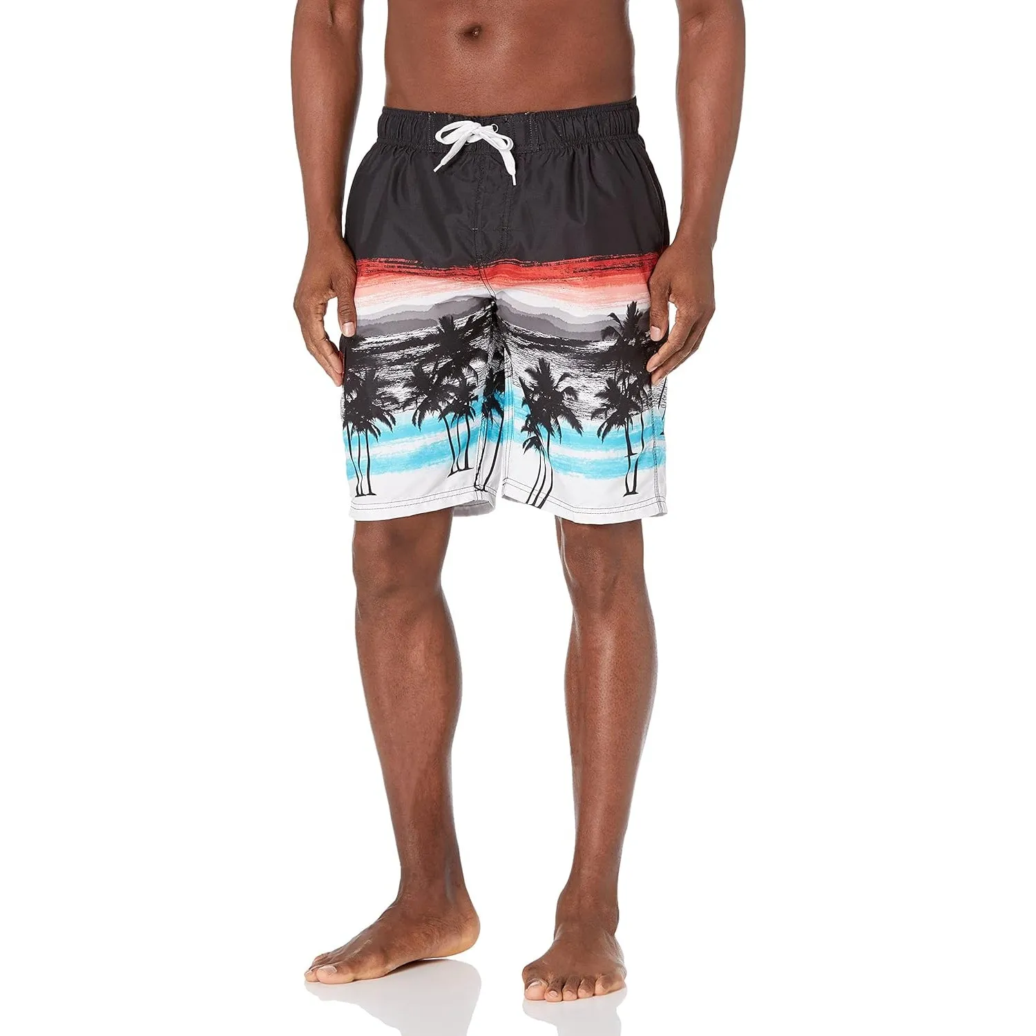 Drawstring Side Pockets Swim Trunks