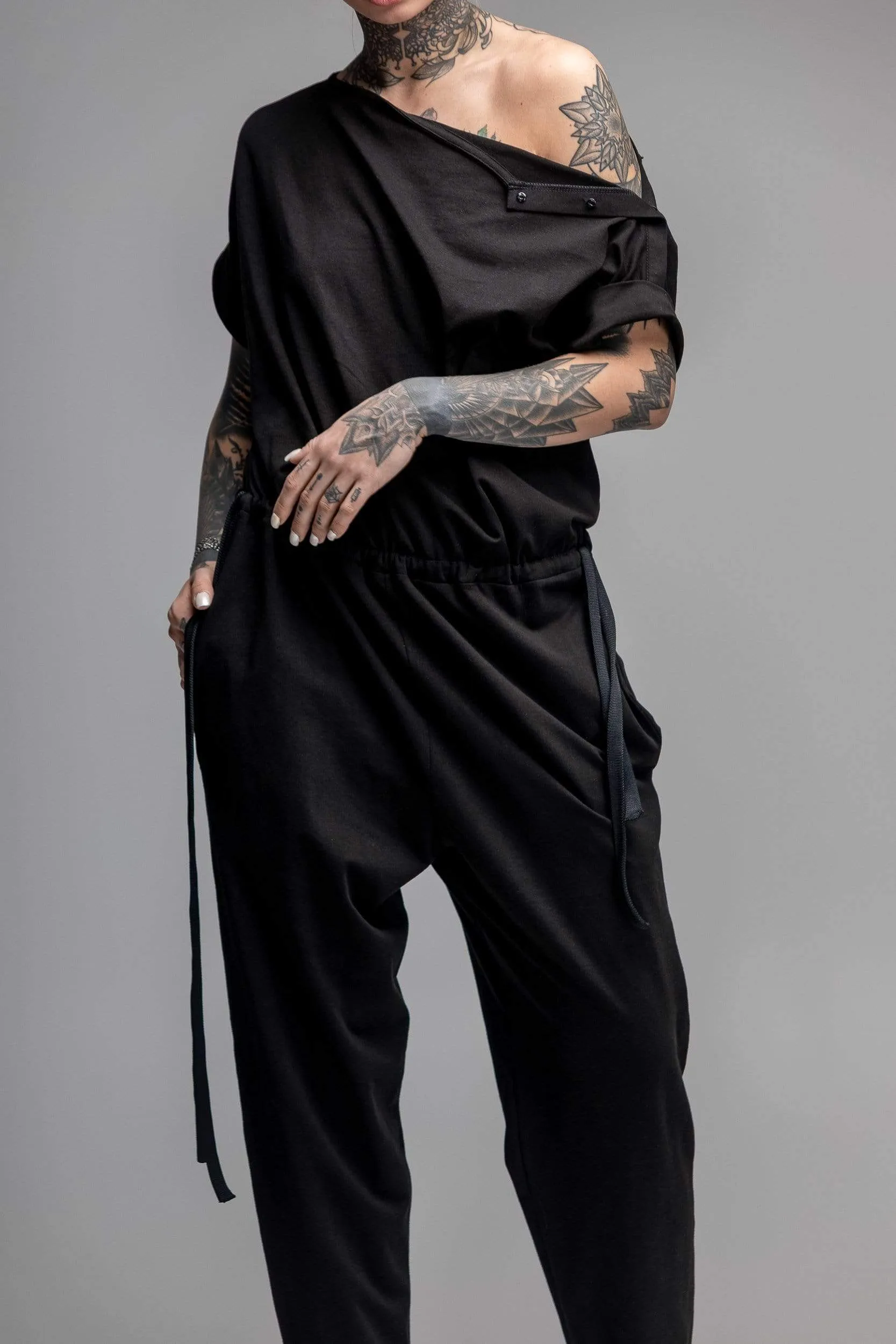 Drawstring-waist jumpsuit