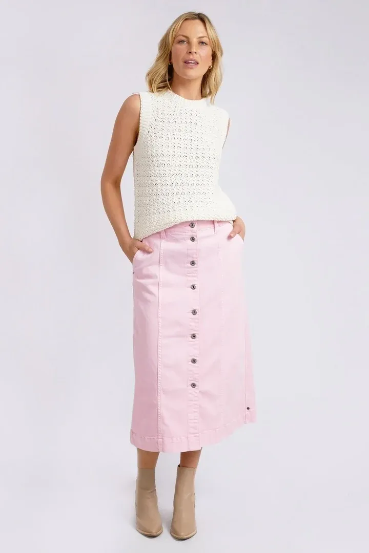 Elm Florence Button Thru Skirt - Splendid Pink