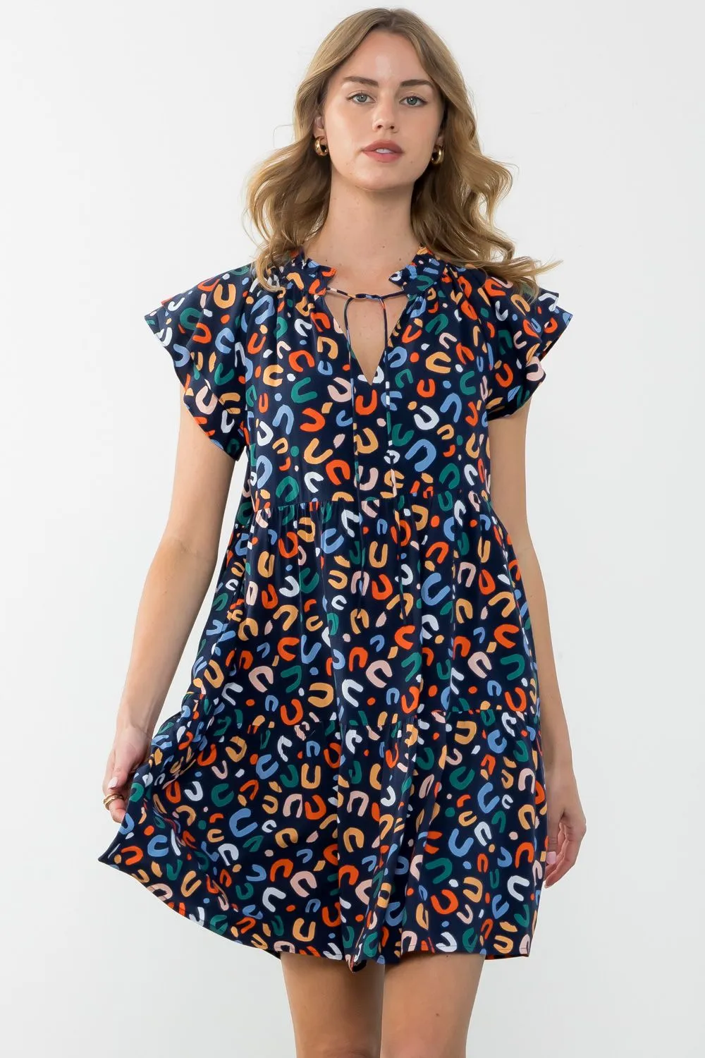 Flutter Sleeve Print Dress