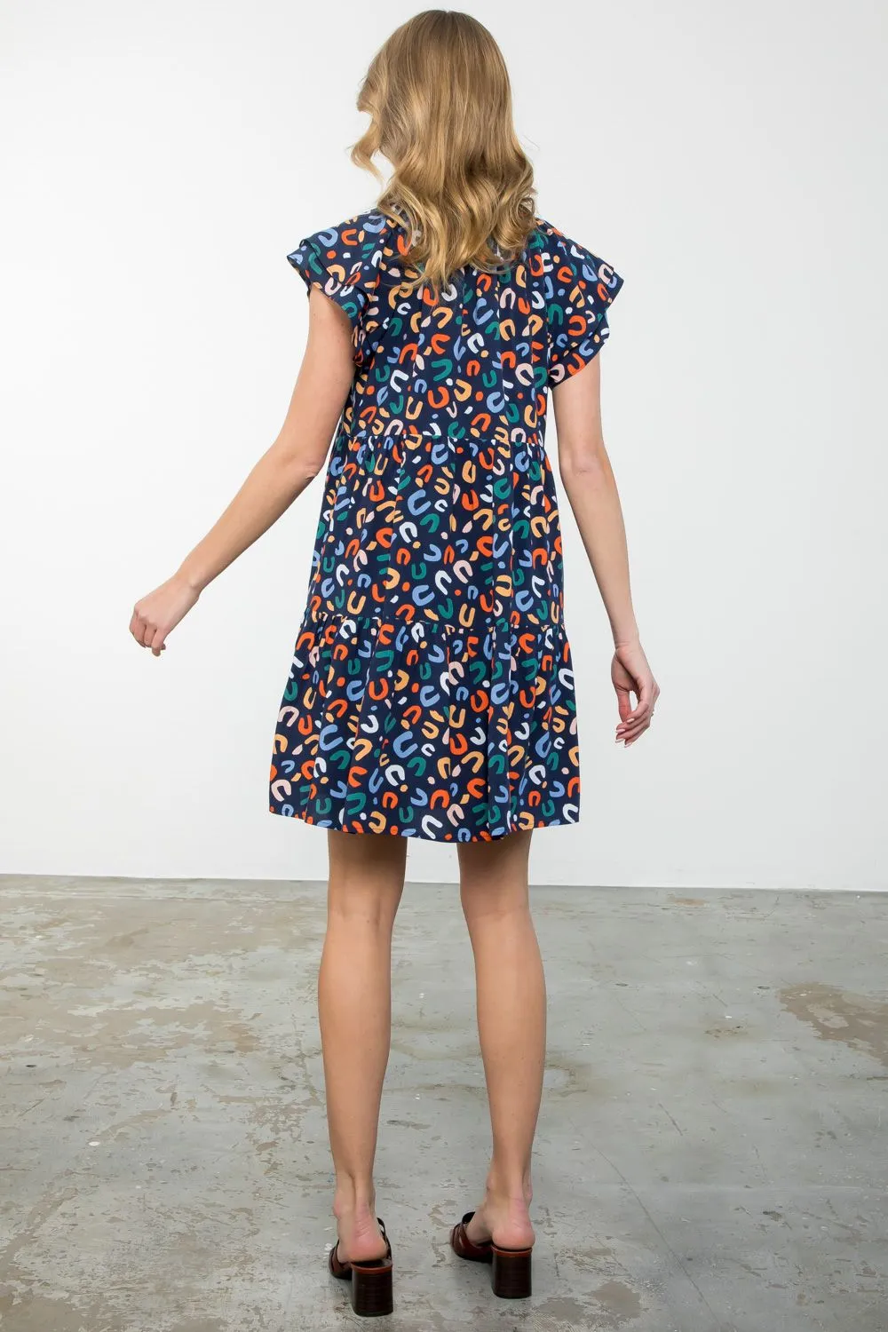 Flutter Sleeve Print Dress