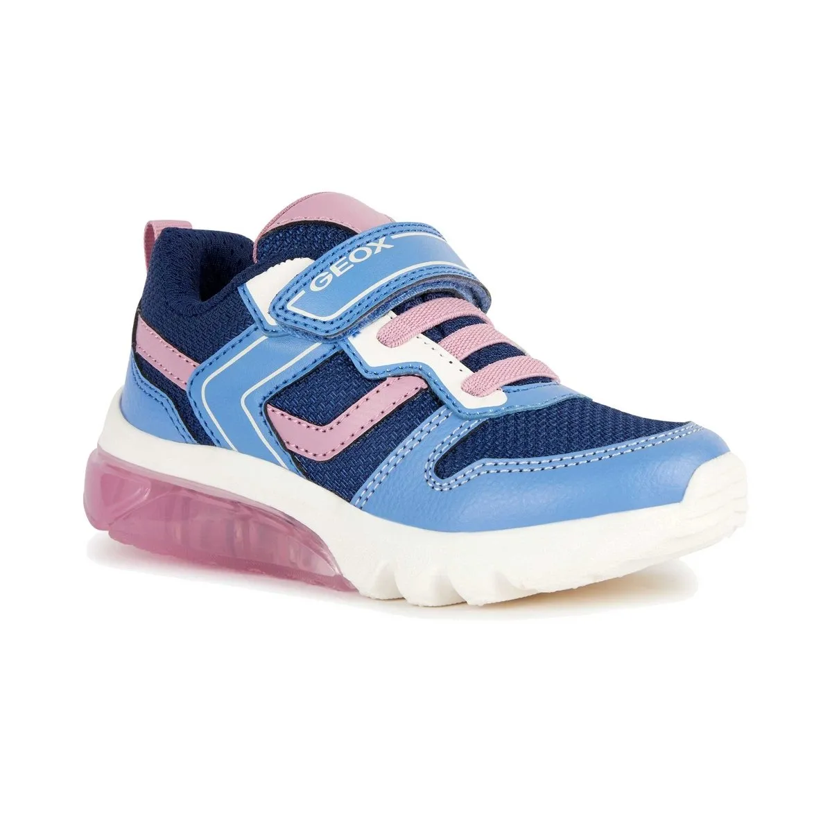 Geox Girl's (Sizes 28-32) Ciberdon Navy/Pink Lite Up