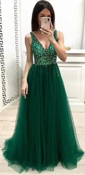 Green Prom Dresses Long, Evening Dress ,Winter Formal Dress, Pageant Dance Dresses, Graduation School Party Gown, PC0287