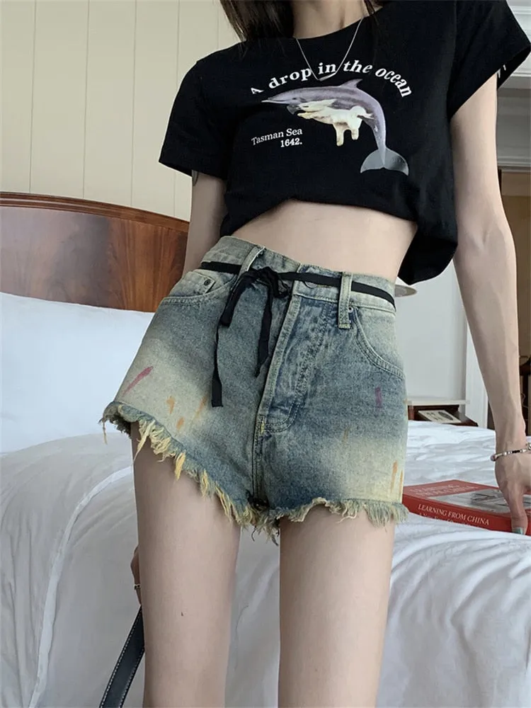 Grunge Denim Shorts