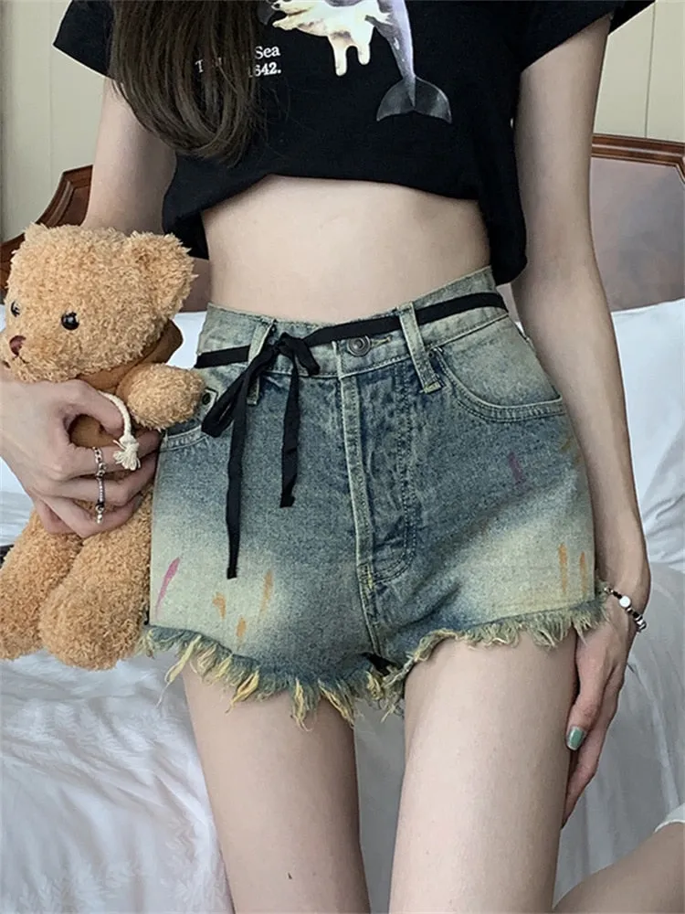 Grunge Denim Shorts