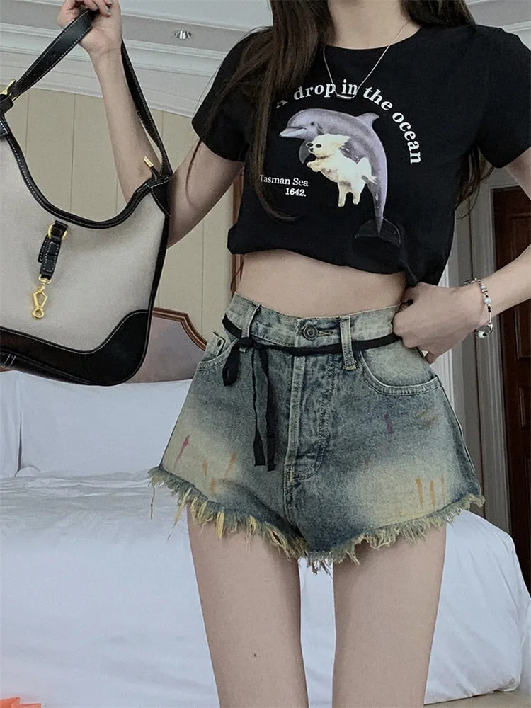 Grunge Denim Shorts