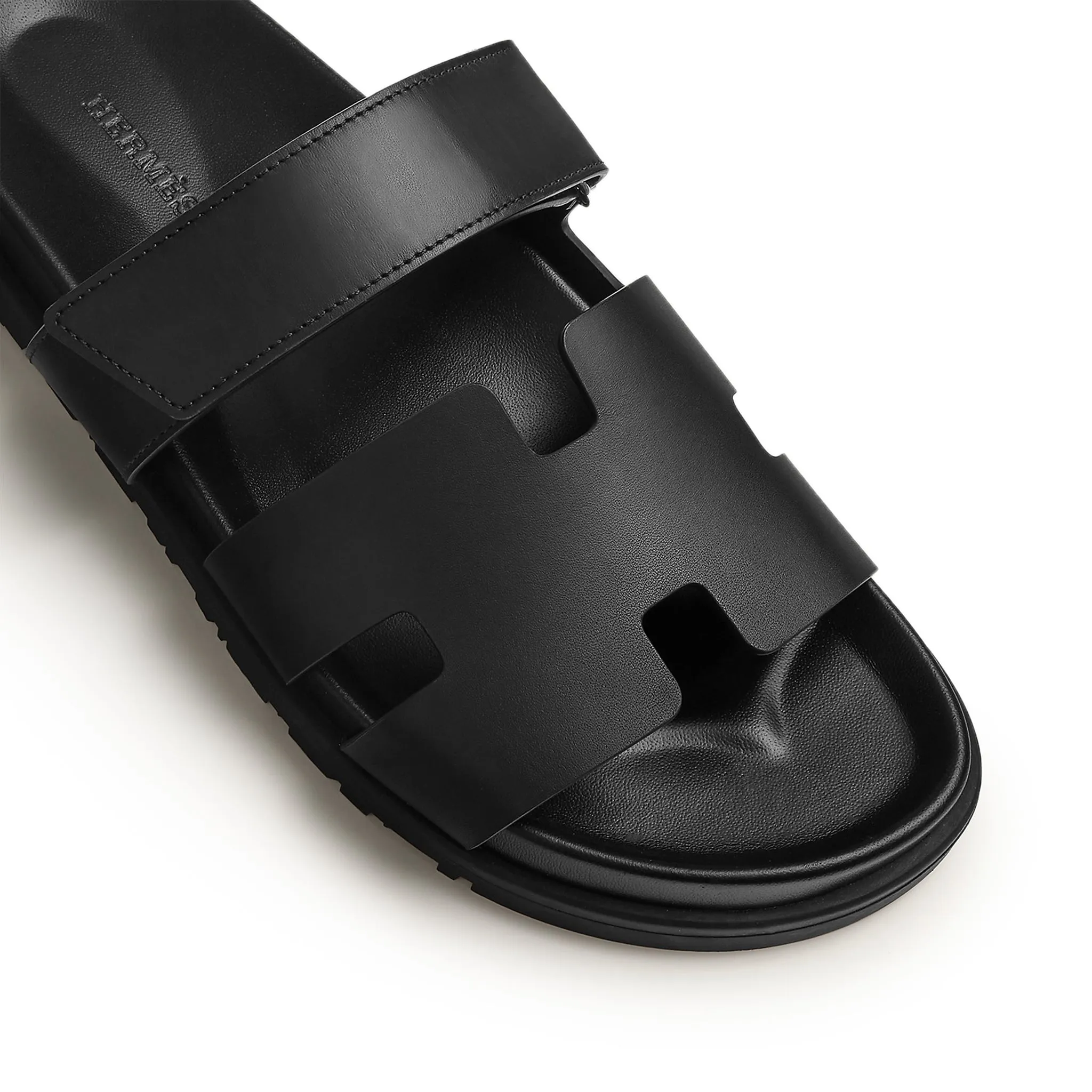 Hermes Paris Chypre Leather Sandal Black