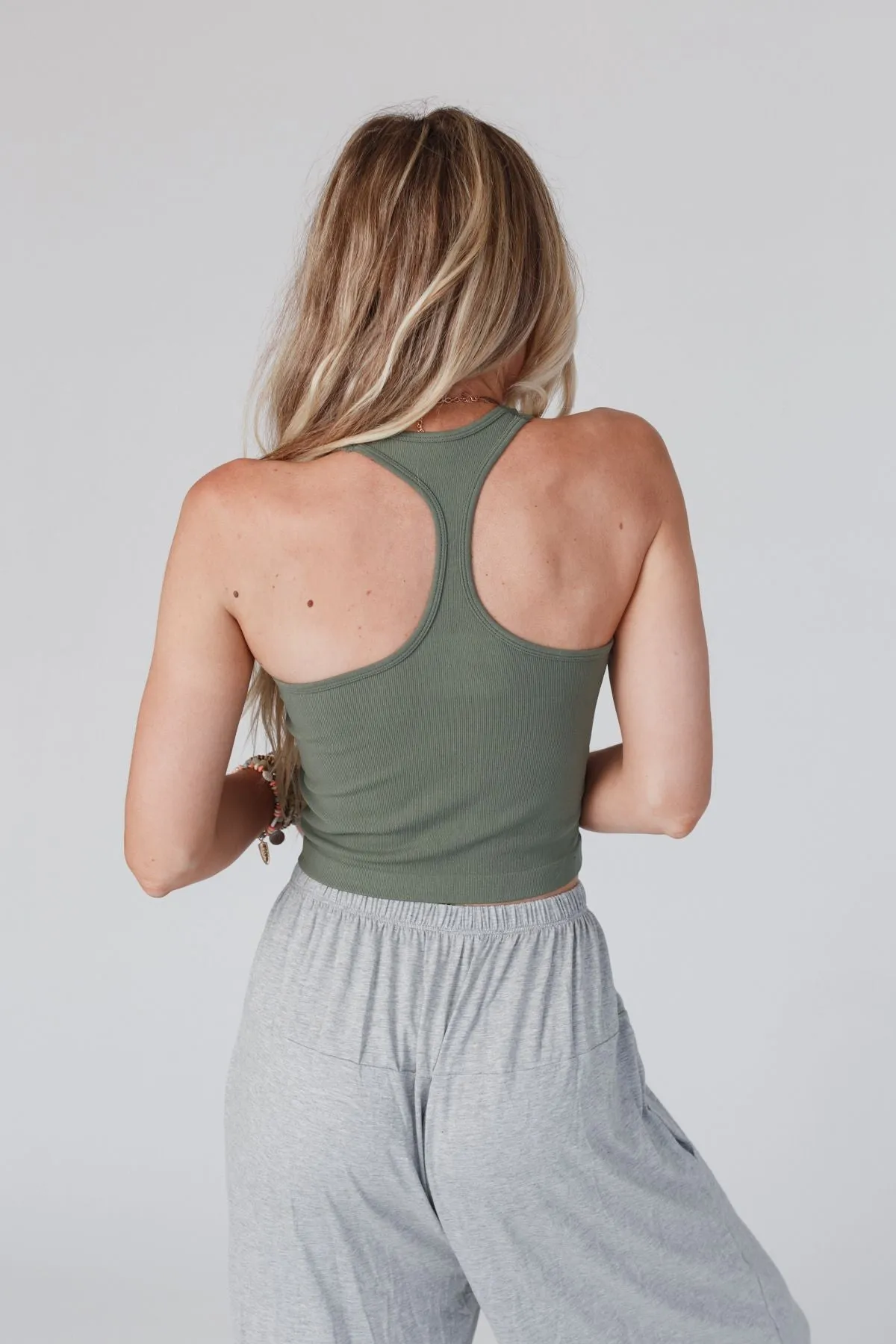 High Neck Racerback Brami - Olive