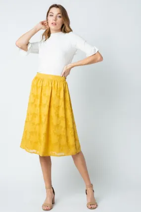 Iris Floral Skirt in Mustard