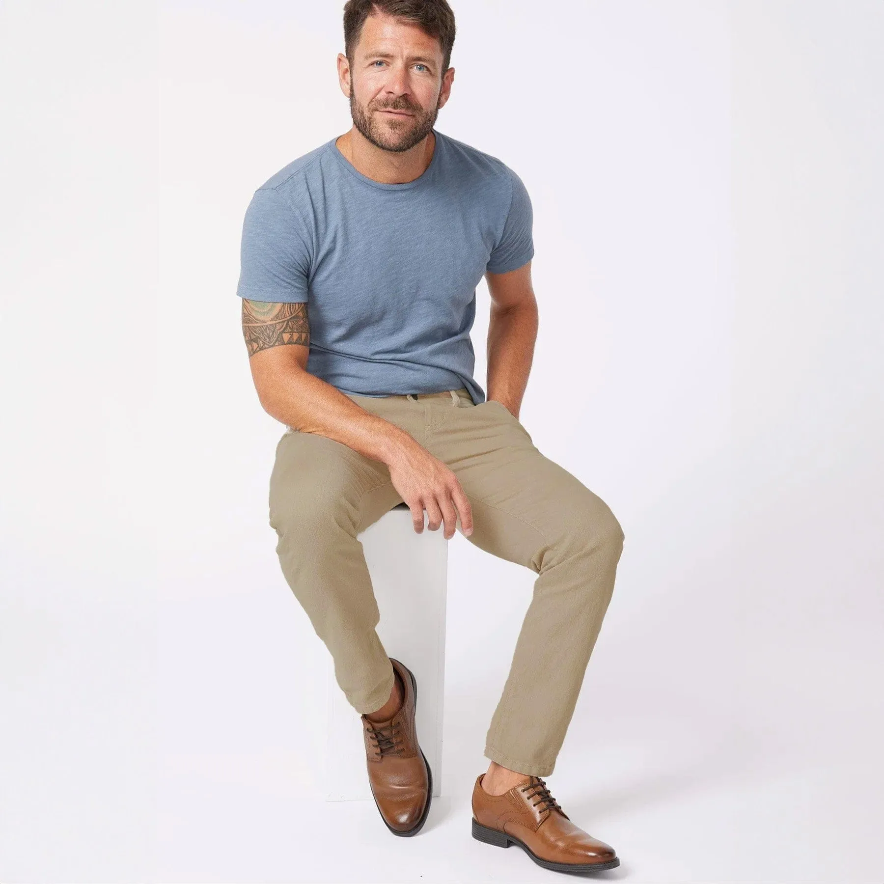 Khaki Washed Stretch Chino