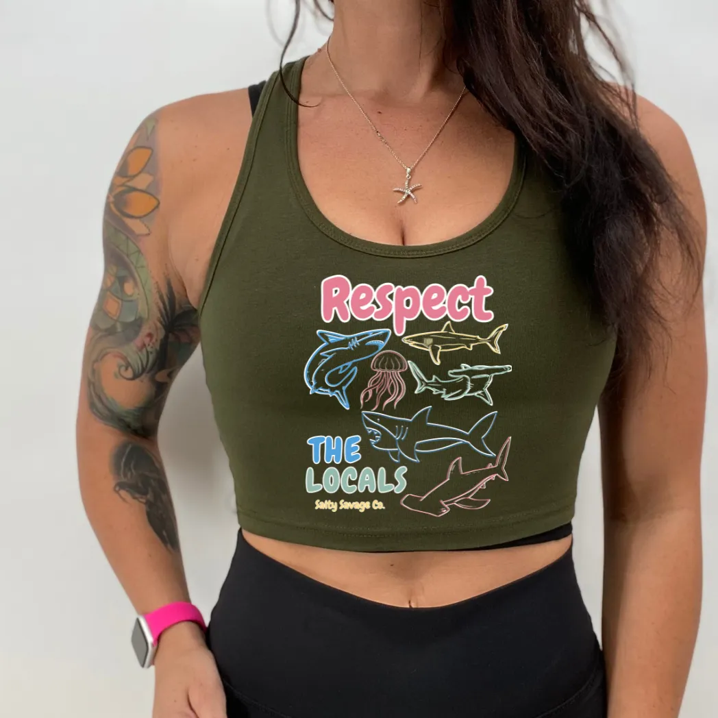 Ladies "Respect the Locals" Racerback Crop Tank