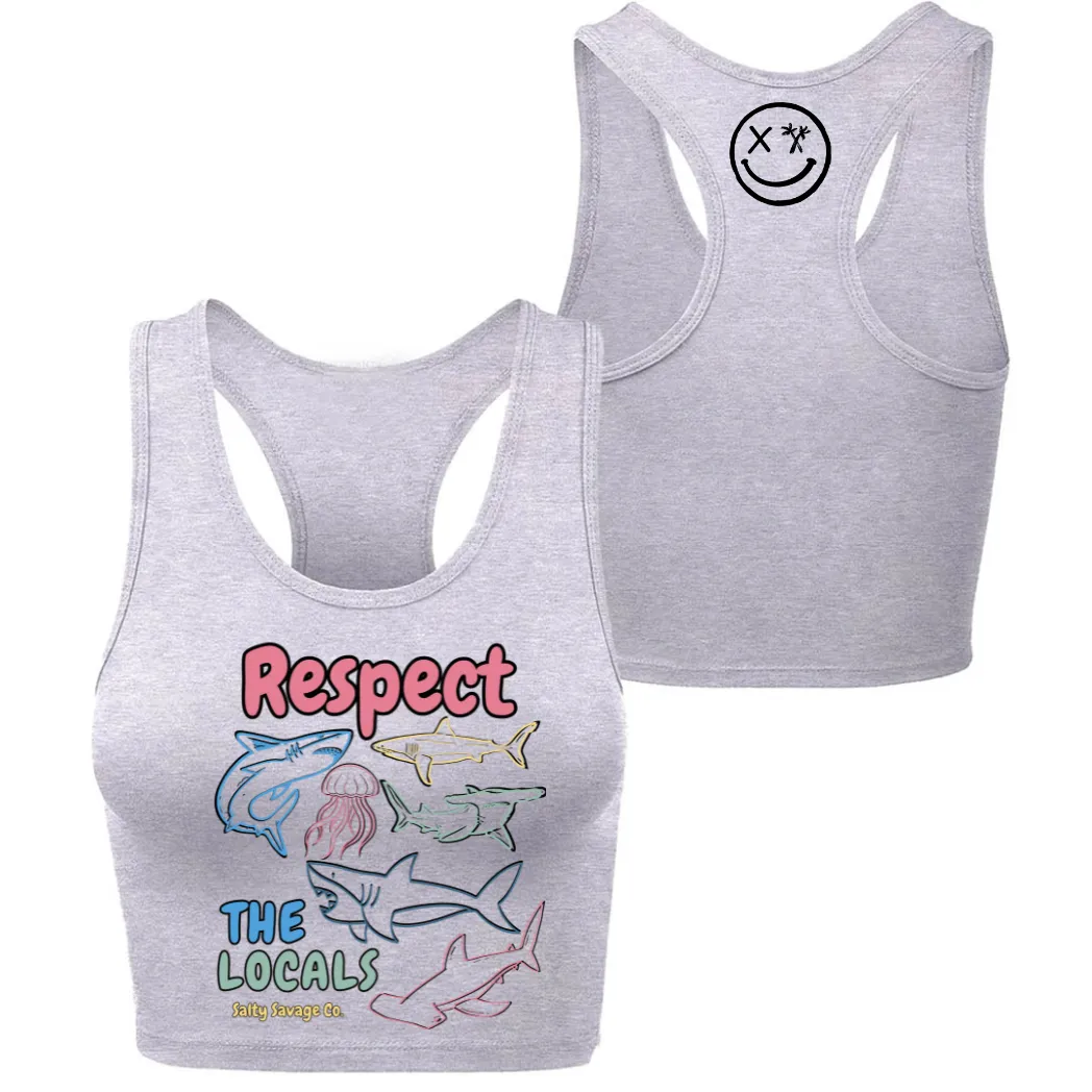 Ladies "Respect the Locals" Racerback Crop Tank