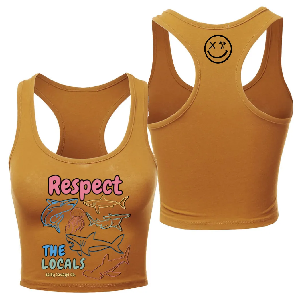 Ladies "Respect the Locals" Racerback Crop Tank