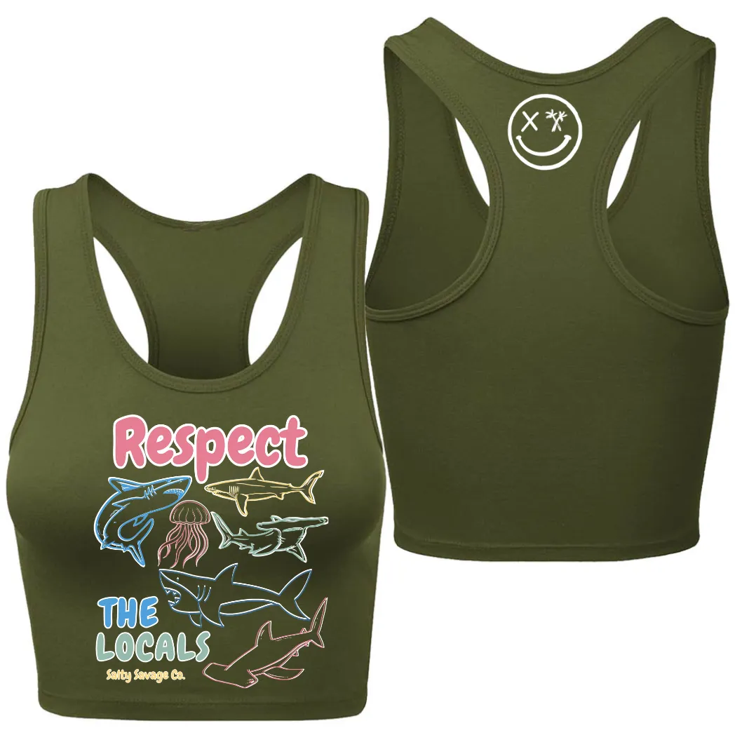 Ladies "Respect the Locals" Racerback Crop Tank