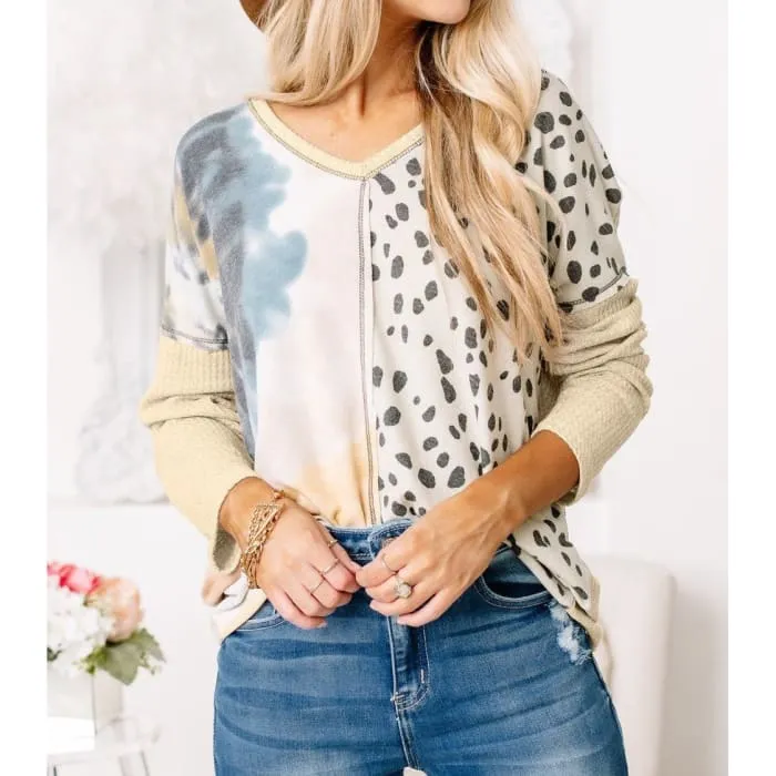 Mixed Print Waffle Knit