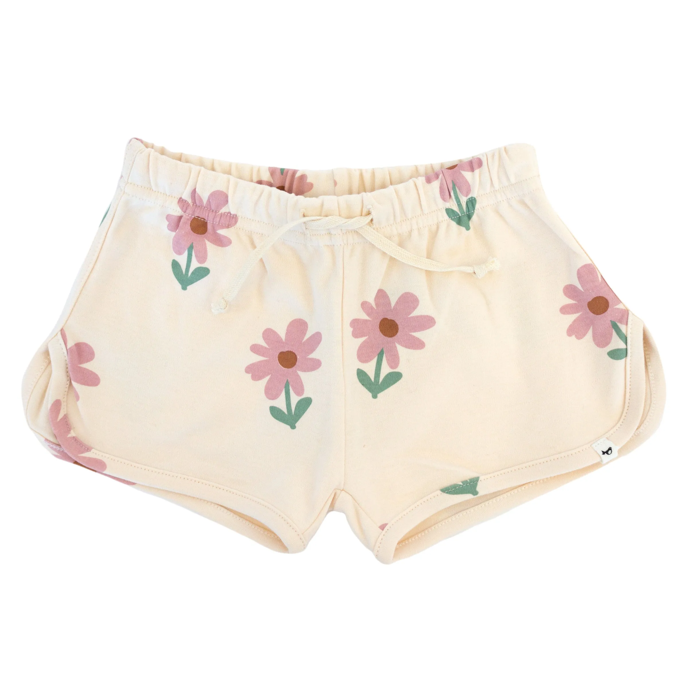 oh baby! Drawstring Shorter Track Shorts - Picking Daisies Print - Cashew