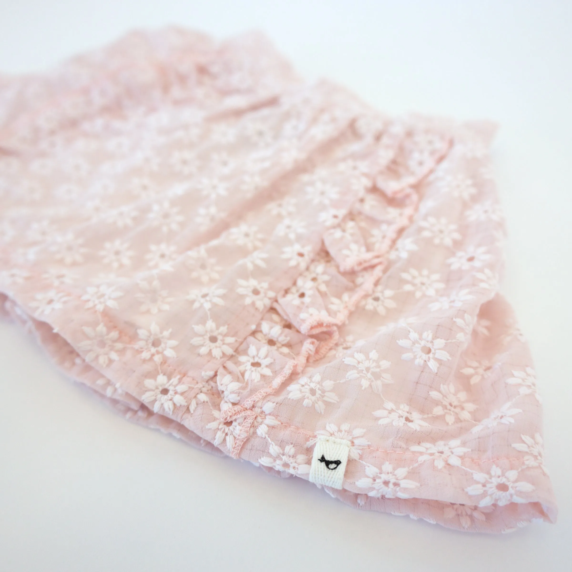 oh baby! Millie Skirt - Embroidered Daisies - Pale Pink