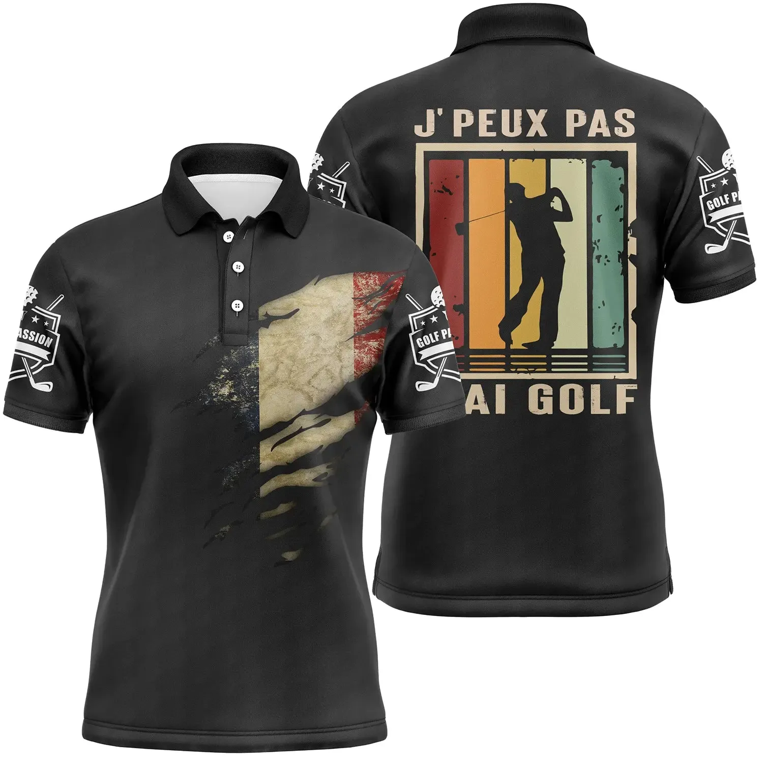 Polo de Golf, Cadeau Original Golfeur, Golf Passion, Drapeau France, J'peux Pas J'ai Golf - CT06022320