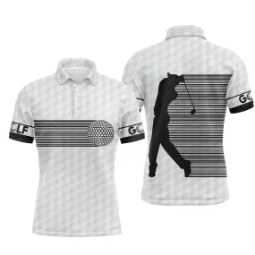 Rayures Noires et Blanches, Code-barres Polo de Golf, Polo de Sport, Cadeau Original pour Fans de Golf, Polo Homme Femme, Vêtements Golfeur et Golfeuse - CTS18052217