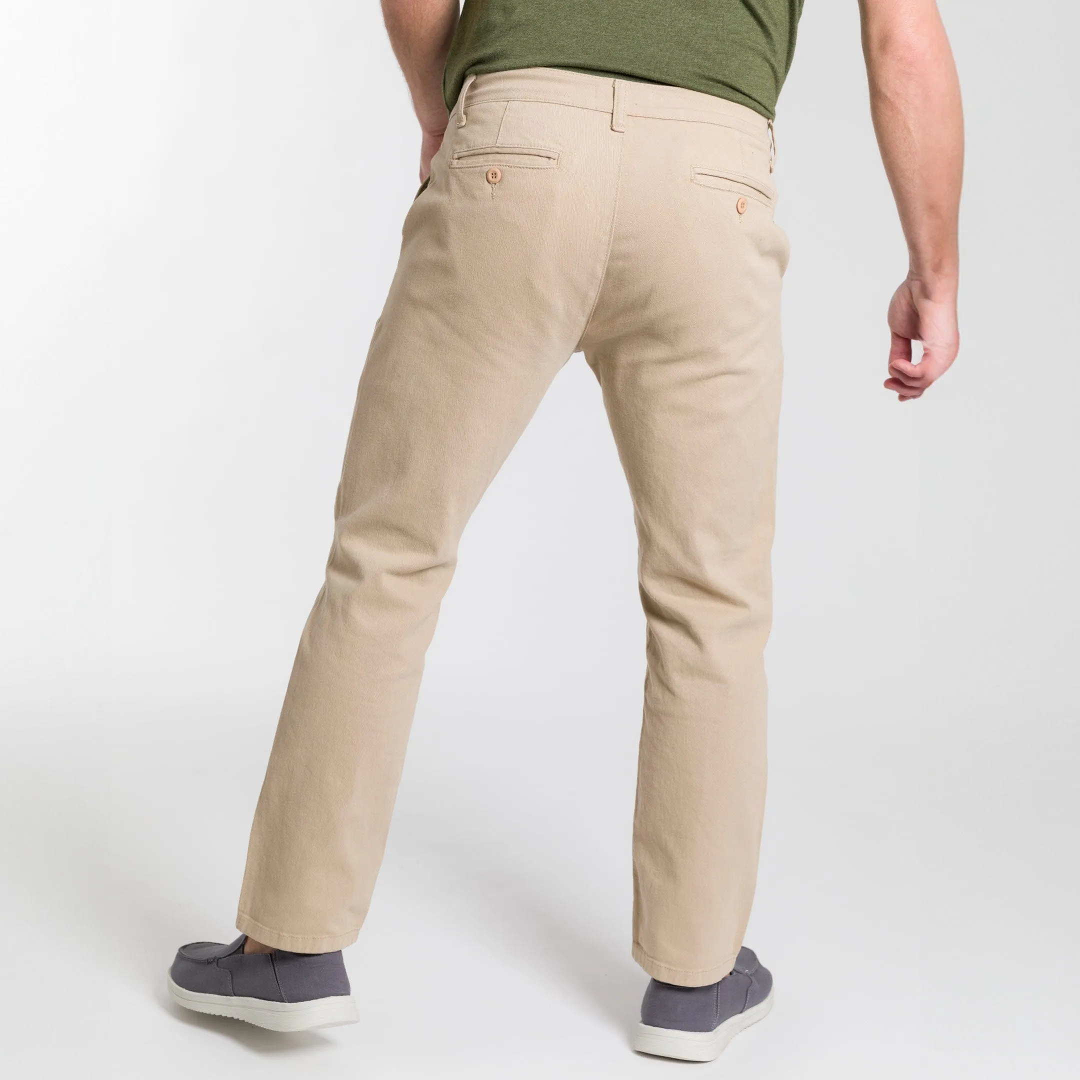 Straight Fit Khaki Washed Stretch Chino