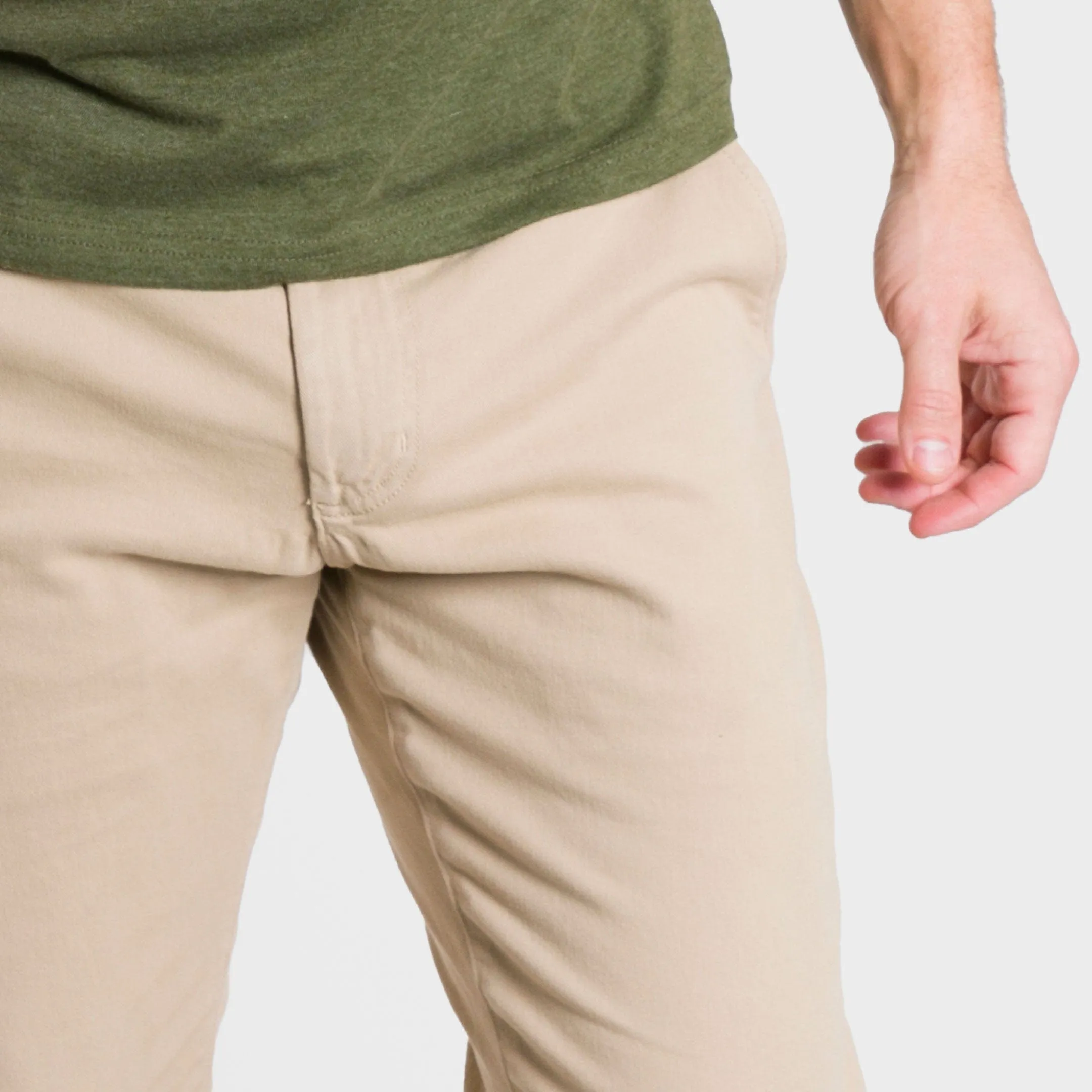 Straight Fit Khaki Washed Stretch Chino