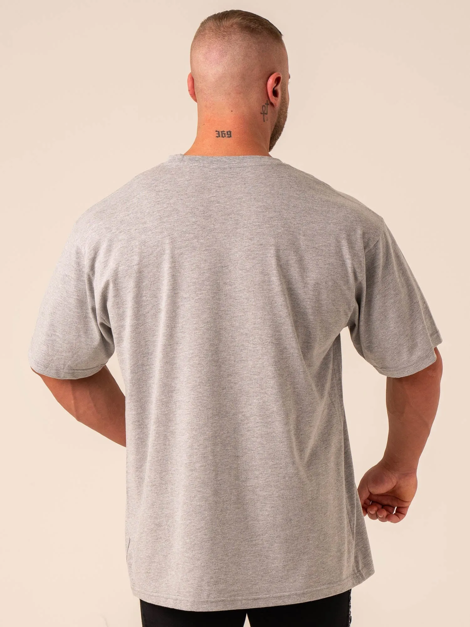 Varsity Oversized T-Shirt - Grey Marl