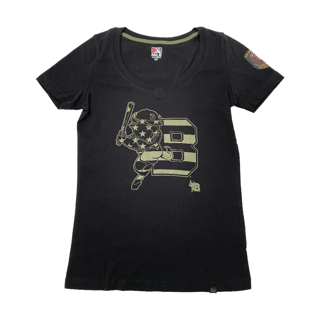 Women's New Era Bisons Armed Forces Black V-Neck T-Shirt